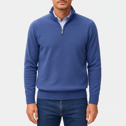 VogeLuxe | Men’s Solid Wool Zip-Up Polo Shirt 0