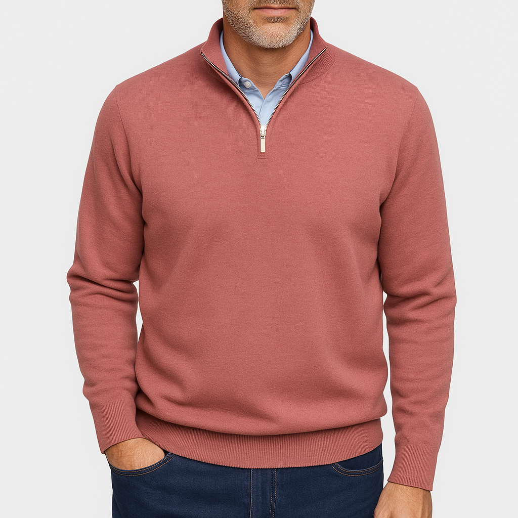 VogeLuxe | Men’s Solid Wool Zip-Up Polo Shirt 3