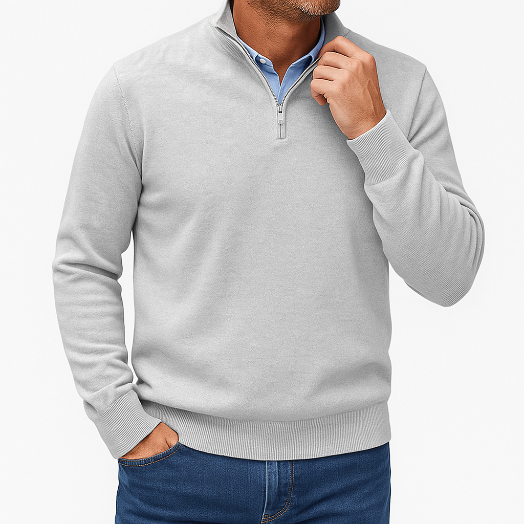 VogeLuxe | Men’s Solid Wool Zip-Up Polo Shirt 8