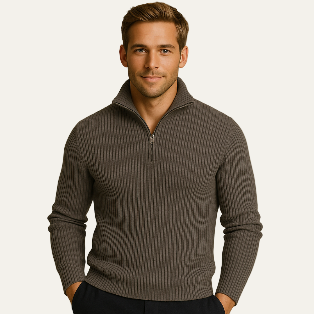 VogeLuxe | Men’s Sophisticated Ribbed Pullover 3