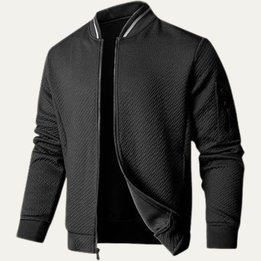 VogeLuxe | Men’s Striped Collar Bomber Jacket 0