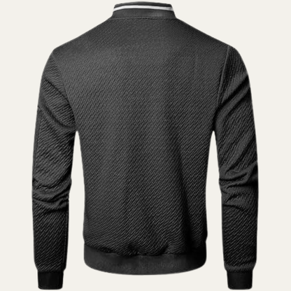 VogeLuxe | Men’s Striped Collar Bomber Jacket 1