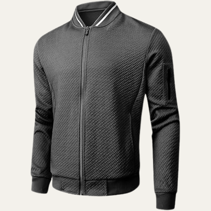 VogeLuxe | Men’s Striped Collar Bomber Jacket 2