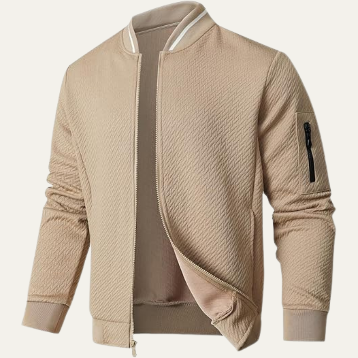 VogeLuxe | Men’s Striped Collar Bomber Jacket 3
