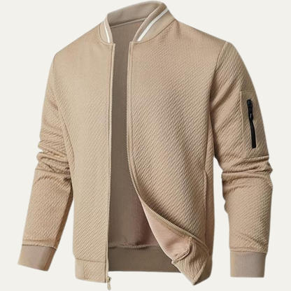 VogeLuxe | Men’s Striped Collar Bomber Jacket 3