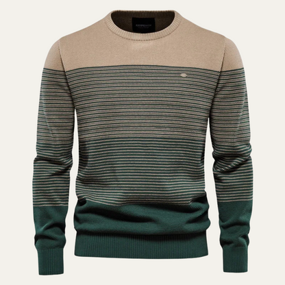 VogeLuxe | Men’s Striped Color Block Crewneck Sweater 0