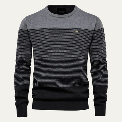 VogeLuxe | Men’s Striped Color Block Crewneck Sweater 4
