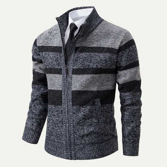 VogeLuxe | Men’s Striped Full-Zip Cardigan 0