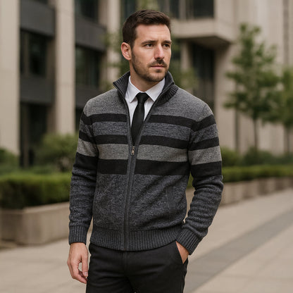 VogeLuxe | Men’s Striped Full-Zip Cardigan 6