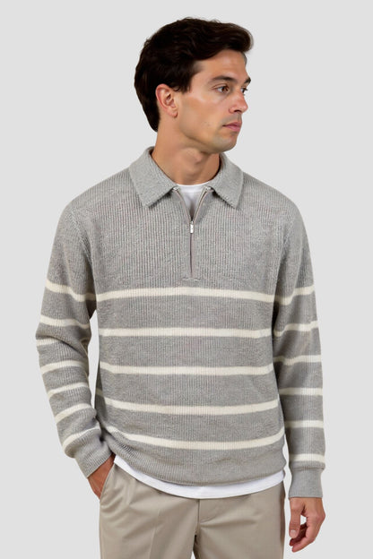 VogeLuxe | Men’s Striped Half-Zip Sweater 1