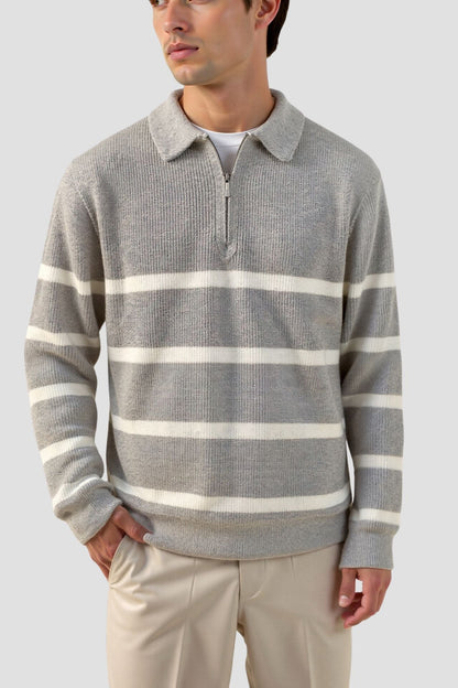 VogeLuxe | Men’s Striped Half-Zip Sweater 2