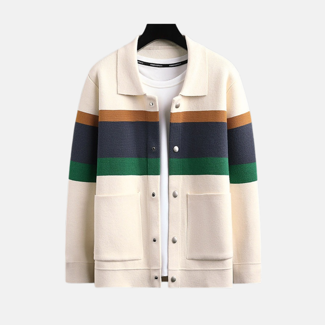 VogeLuxe | Men’s Striped Knit Cardigan 0