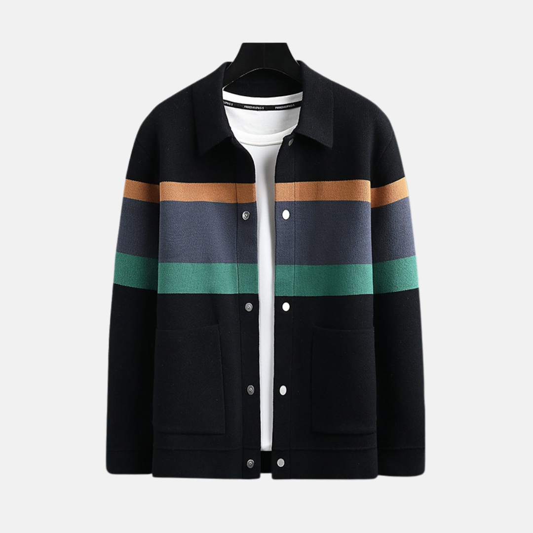 VogeLuxe | Men’s Striped Knit Cardigan 2