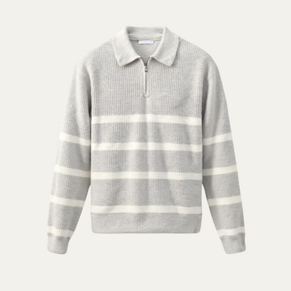 VogeLuxe | Men’s Striped Knit Polo Sweater 0