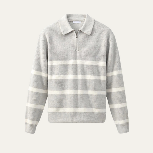 VogeLuxe | Men’s Striped Knit Polo Sweater 0