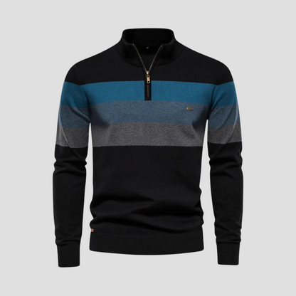 VogeLuxe | Men’s Striped Quarter-Zip Knit Sweater 2