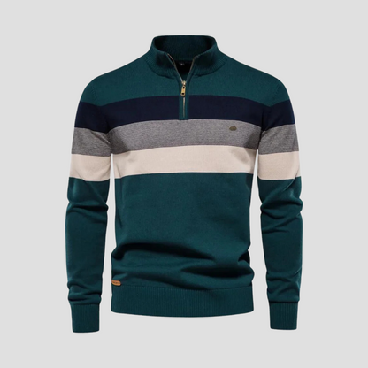 VogeLuxe | Men’s Striped Quarter-Zip Knit Sweater 3