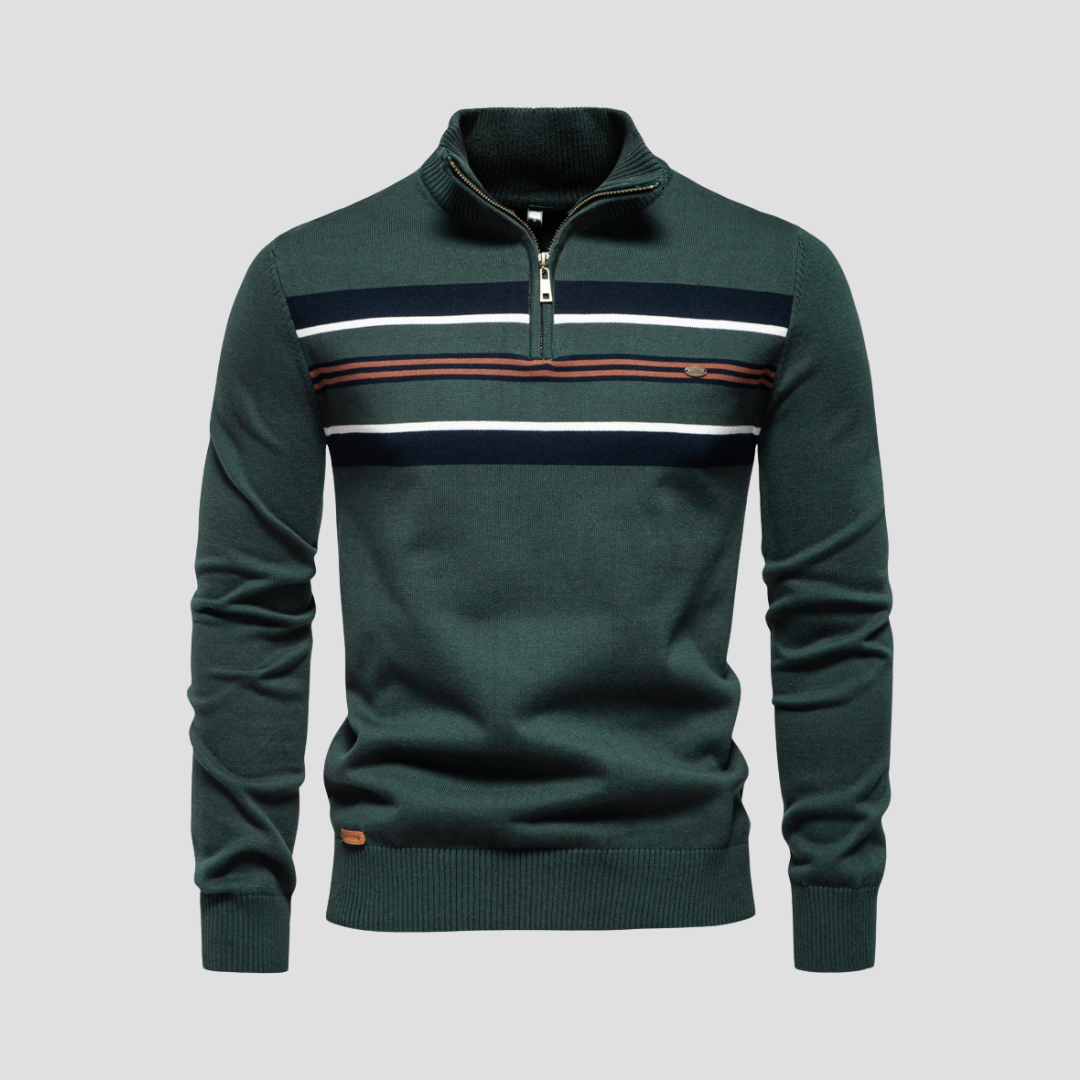 VogeLuxe | Men’s Striped Quarter-Zip Sweater 0