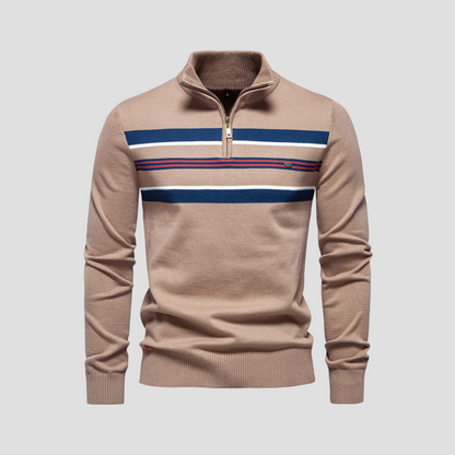 VogeLuxe | Men’s Striped Quarter-Zip Sweater 3