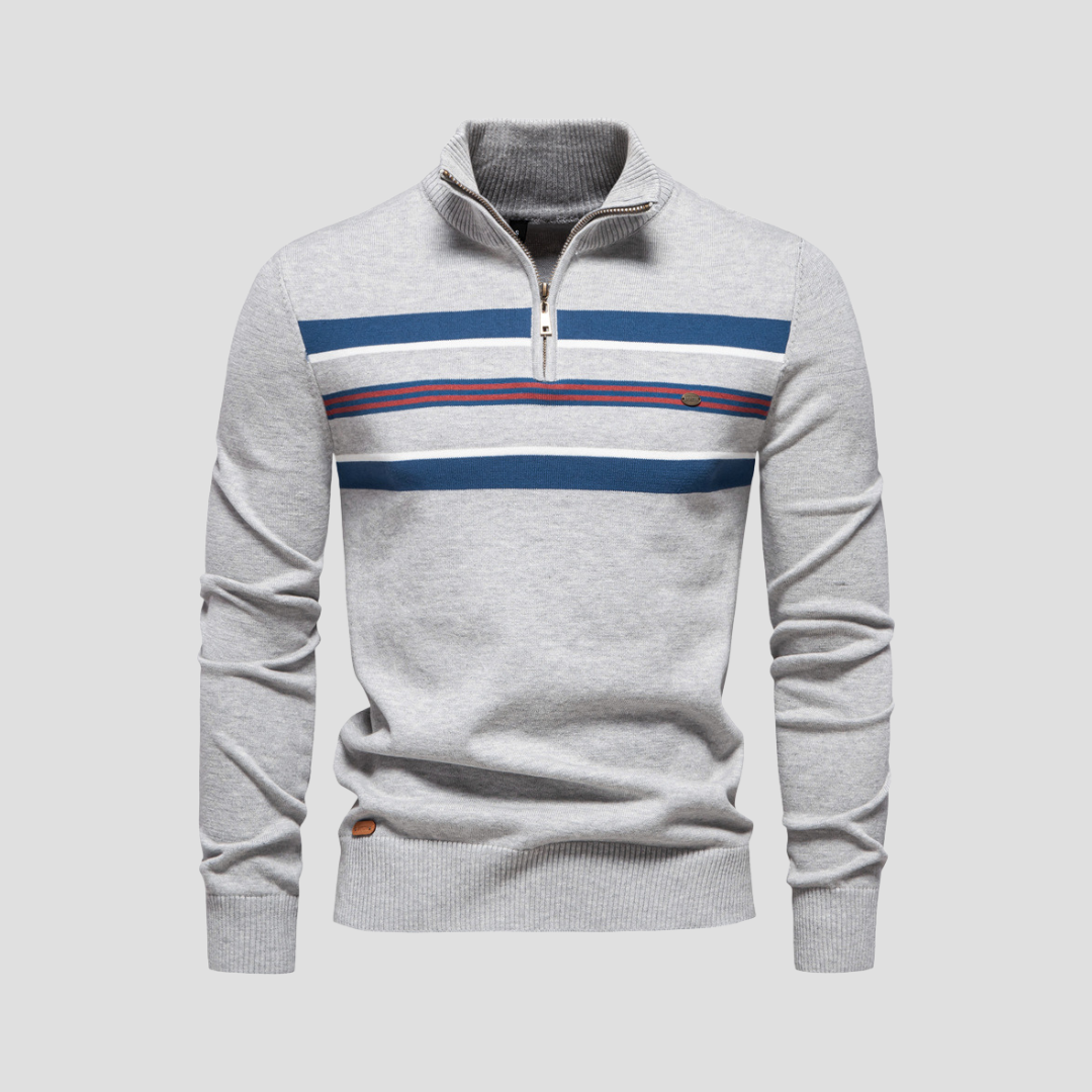 VogeLuxe | Men’s Striped Quarter-Zip Sweater 4