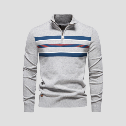 VogeLuxe | Men’s Striped Quarter-Zip Sweater 4