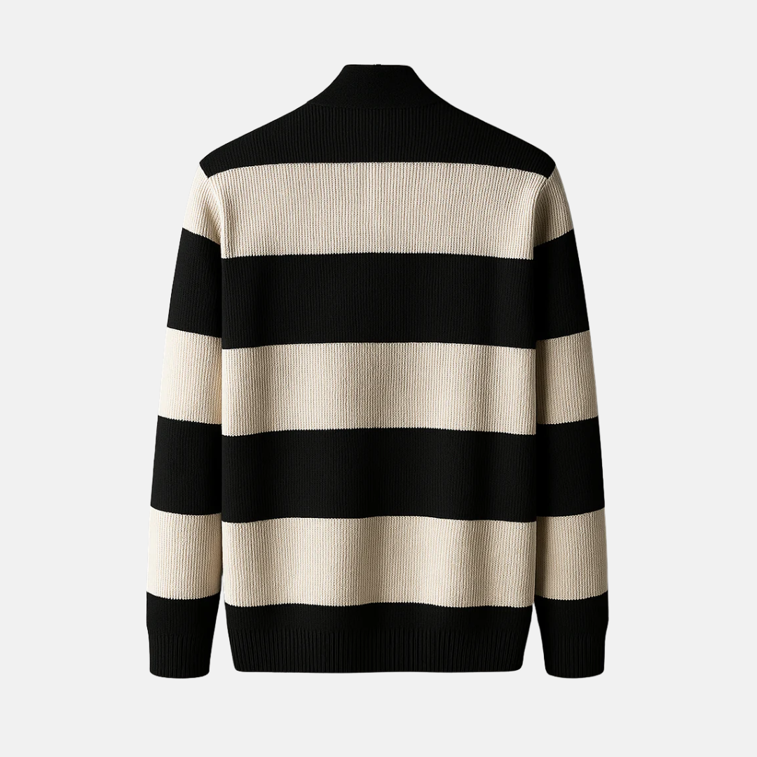 VogeLuxe | Men’s Striped Shawl-Front Cardigan 1