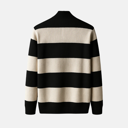 VogeLuxe | Men’s Striped Shawl-Front Cardigan 1