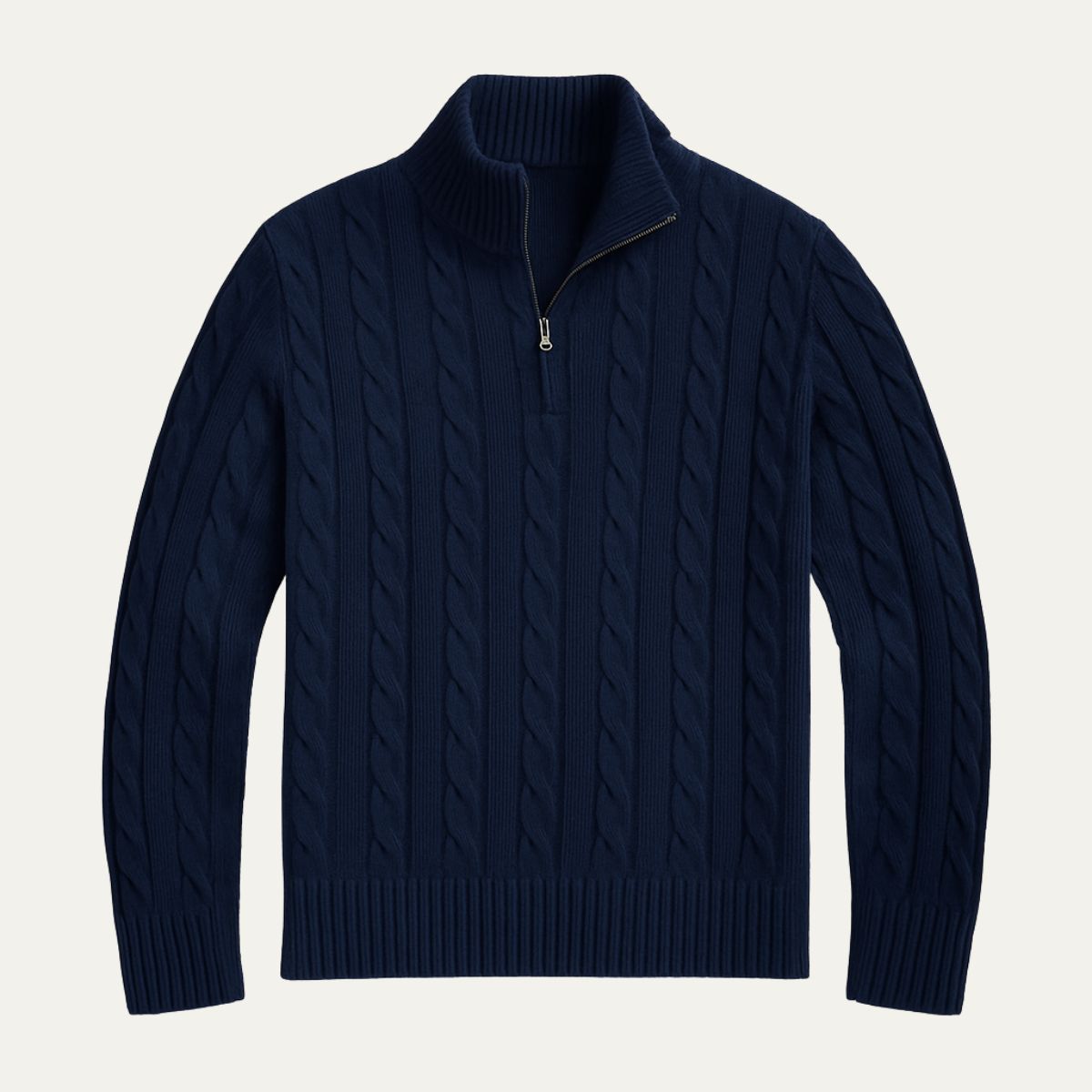 VogeLuxe | Men’s Stylish Half-Zip Cable-Knit Sweater 0