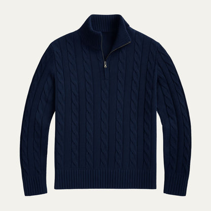 VogeLuxe | Men’s Stylish Half-Zip Cable-Knit Sweater 0