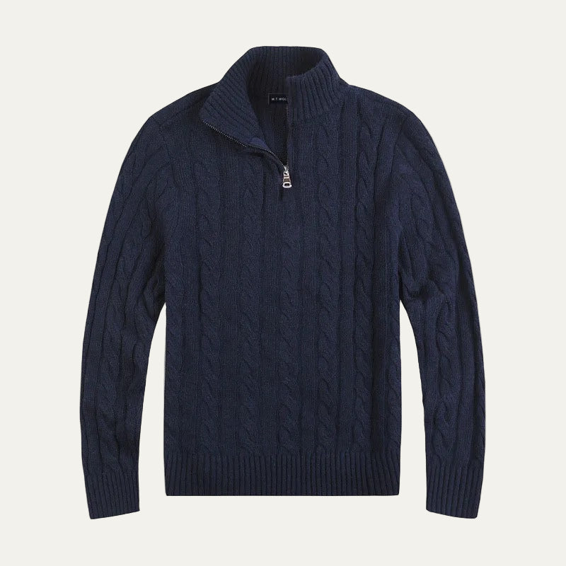 VogeLuxe | Men’s Stylish Half-Zip Cable-Knit Sweater 1