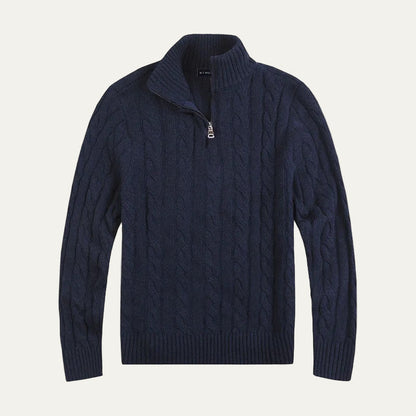 VogeLuxe | Men’s Stylish Half-Zip Cable-Knit Sweater 1