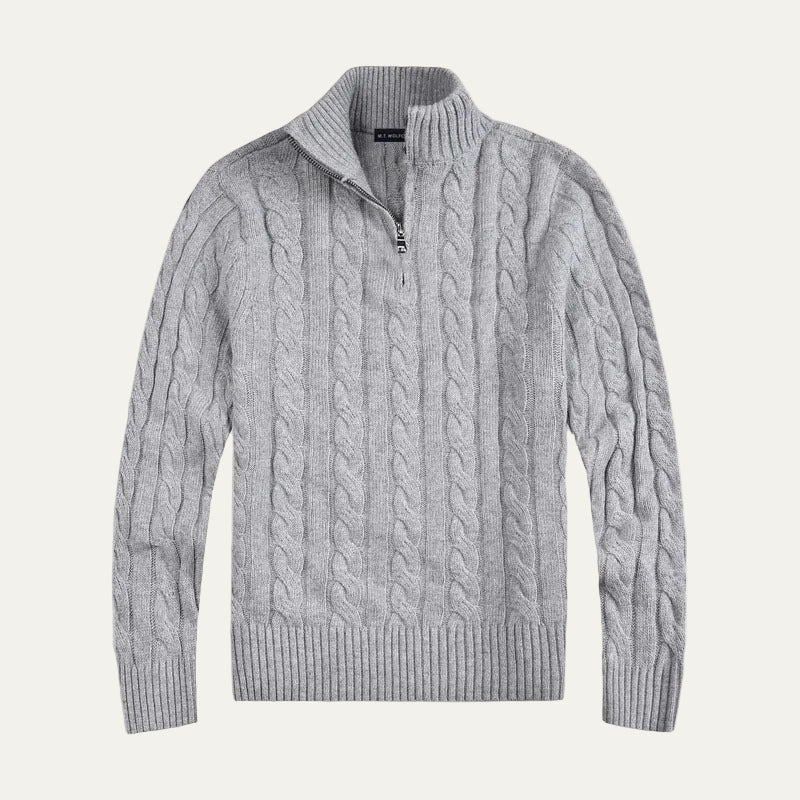 VogeLuxe | Men’s Stylish Half-Zip Cable-Knit Sweater 2