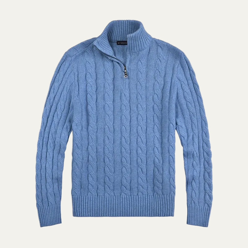 VogeLuxe | Men’s Stylish Half-Zip Cable-Knit Sweater 3