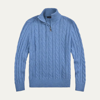 VogeLuxe | Men’s Stylish Half-Zip Cable-Knit Sweater 3