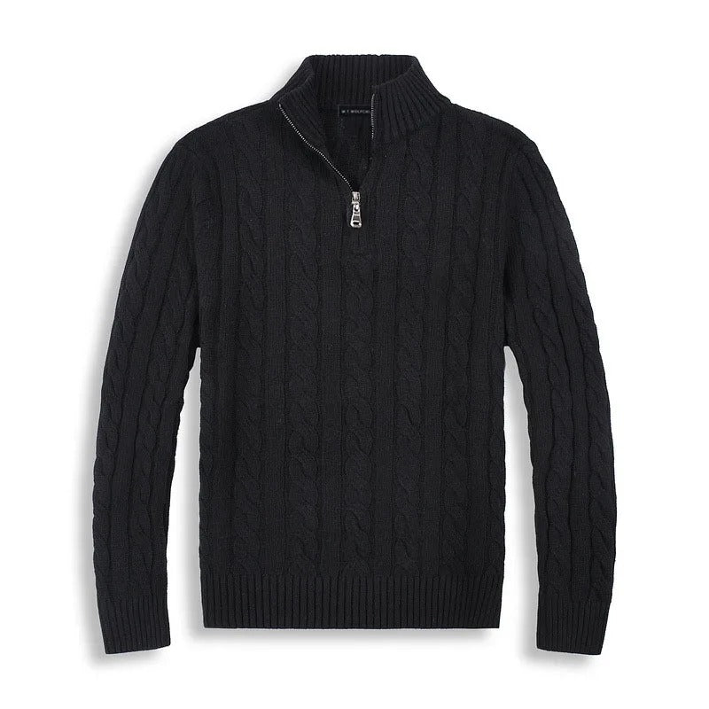 VogeLuxe | Men’s Stylish Half-Zip Cable-Knit Sweater 4