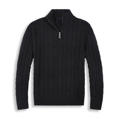 VogeLuxe | Men’s Stylish Half-Zip Cable-Knit Sweater 4
