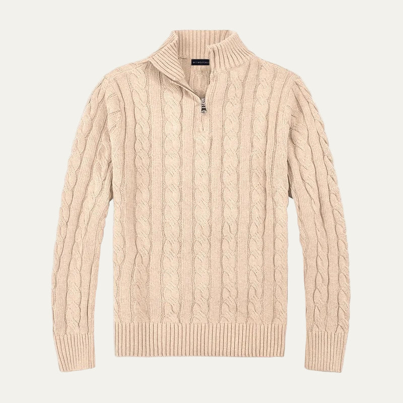 VogeLuxe | Men’s Stylish Half-Zip Cable-Knit Sweater 5