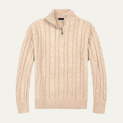 VogeLuxe | Men’s Stylish Half-Zip Cable-Knit Sweater 5