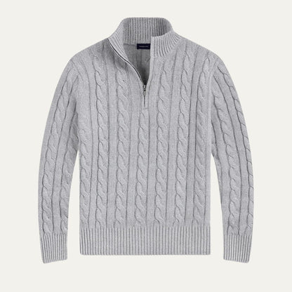 VogeLuxe | Men’s Stylish Half-Zip Cable-Knit Sweater 6