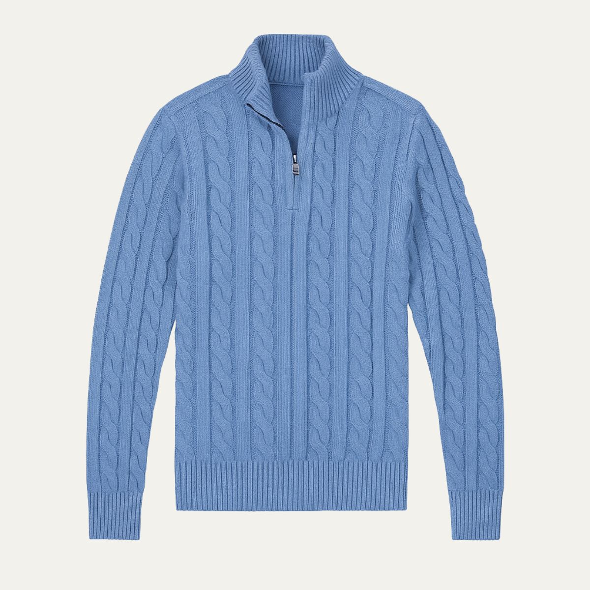 VogeLuxe | Men’s Stylish Half-Zip Cable-Knit Sweater 7