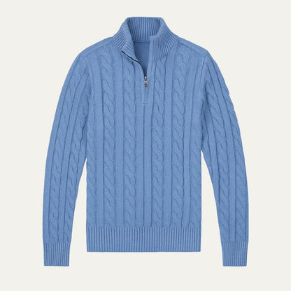 VogeLuxe | Men’s Stylish Half-Zip Cable-Knit Sweater 7