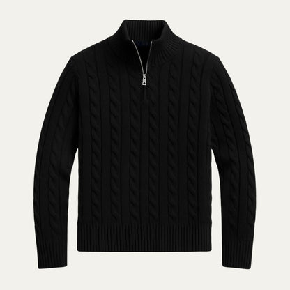 VogeLuxe | Men’s Stylish Half-Zip Cable-Knit Sweater 8