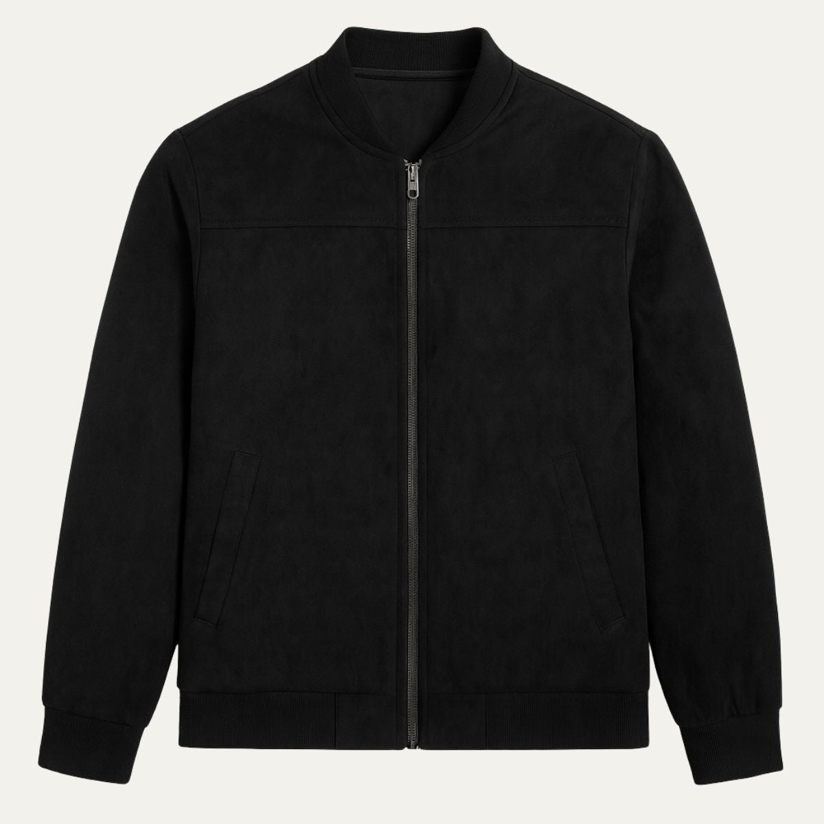 VogeLuxe | Men’s Suede Stand Collar Bomber Jacket 7