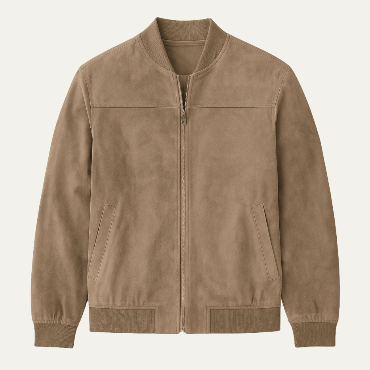 VogeLuxe | Men’s Suede Stand Collar Bomber Jacket 8