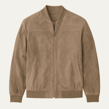 VogeLuxe | Men’s Suede Stand Collar Bomber Jacket 8