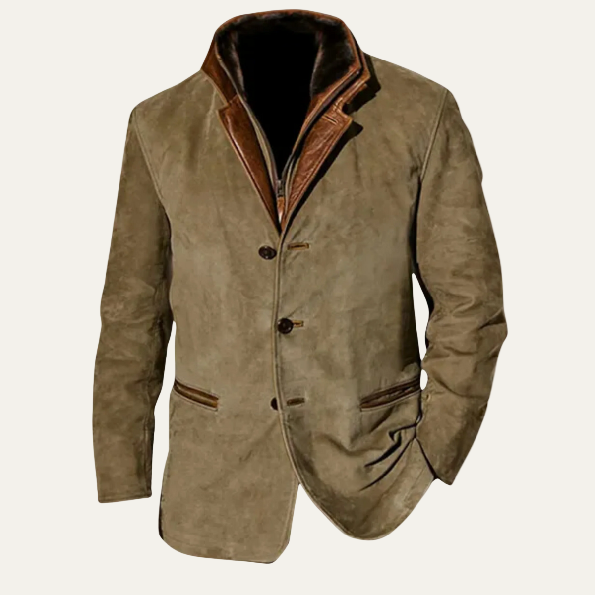 VogeLuxe | Men’s Suede Three-Button Stylish Coat 0