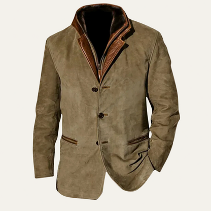 VogeLuxe | Men’s Suede Three-Button Stylish Coat 0