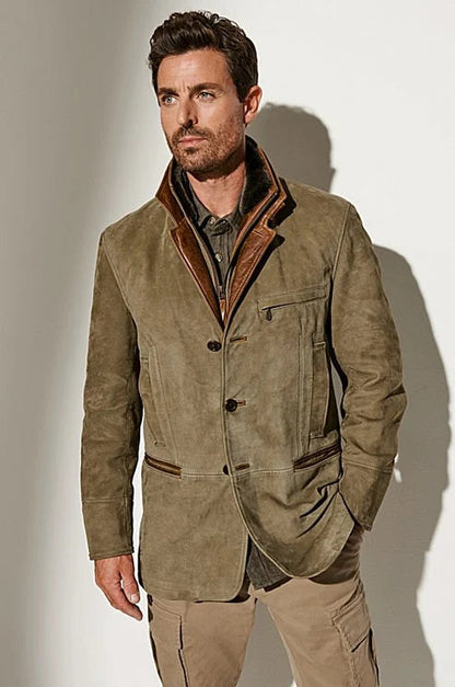 VogeLuxe | Men’s Suede Three-Button Stylish Coat 1