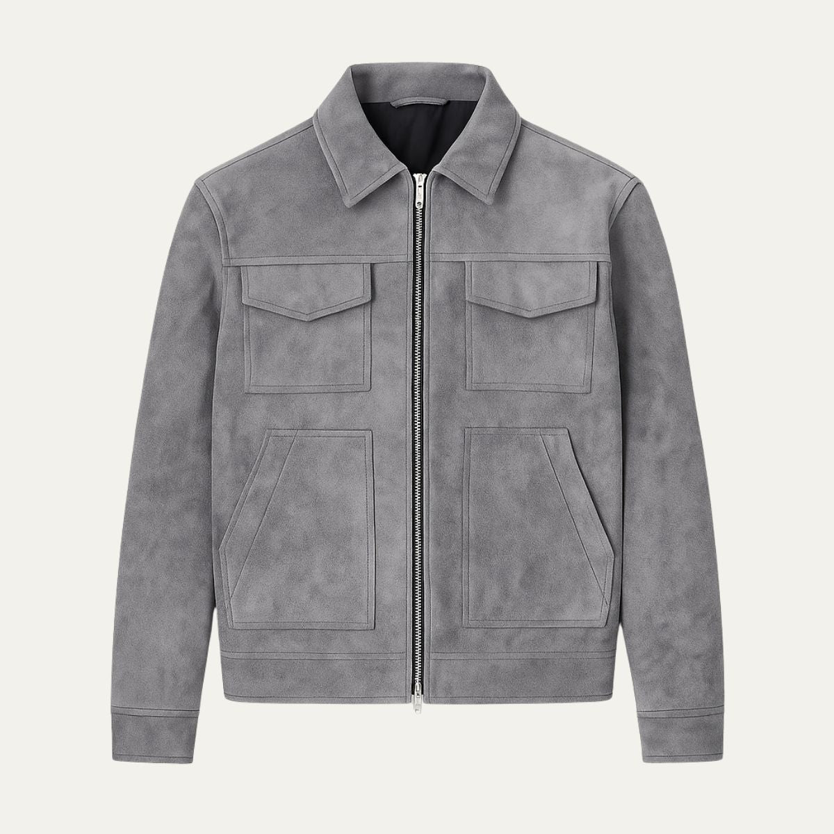 VogeLuxe | Men’s Suede Utility Trucker Jacket 0