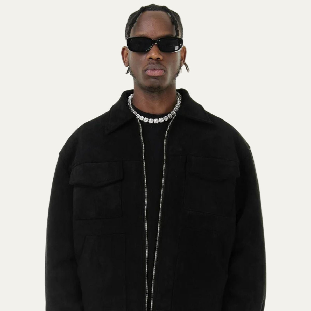 VogeLuxe | Men’s Suede Utility Trucker Jacket 2